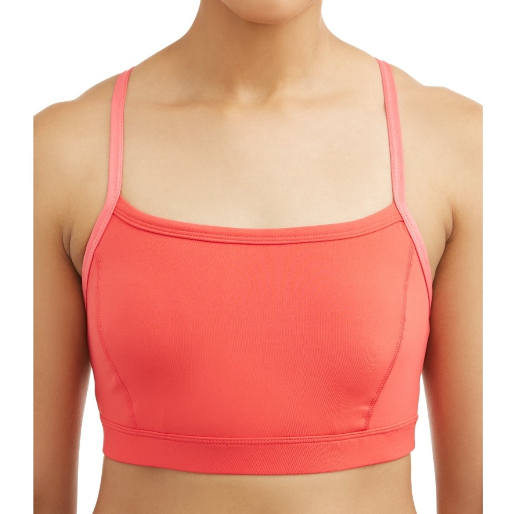 Athletic Works Strappy Back Active Sports Bra Begonia Pink Coral Silk - Picture 2 of 6